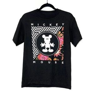 DISNEY x NEFF Mickey Mouse black and white with floral tee size Small